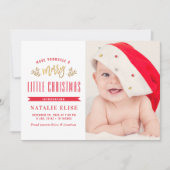 rode typografie baby vakantieaankondiging feestdagenkaart (Voorkant)