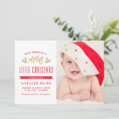 rode typografie baby vakantieaankondiging feestdagenkaart (Staand voorkant)