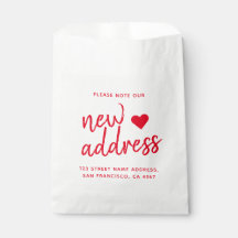 Rode typografie Let op ons nieuw adres