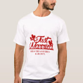 Rode Typografie Net Getrouwd Koppel Aangepaste Naa T-shirt (Voorkant)