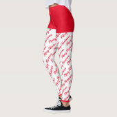 Rode Typografie Patroon Trendy Moderne Kerstmis Leggings (Links)