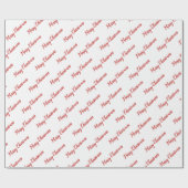 Rode Typografie Patroon Vrolijk Kerstfeest Cadeaupapier (Vlak)