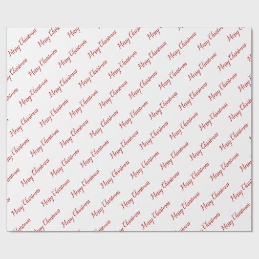 Rode Typografie Patroon Vrolijk Kerstfeest Cadeaupapier (Vlak)