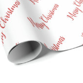 Rode Typografie Patroon Vrolijk Kerstfeest Cadeaupapier (Rol Hoek)