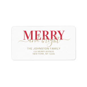 Rode typografie vrolijk en helder Kerstmis Etiket