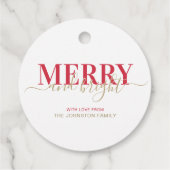 Rode typografie, vrolijk kerstfeest bedankjes labels (Achterkant)