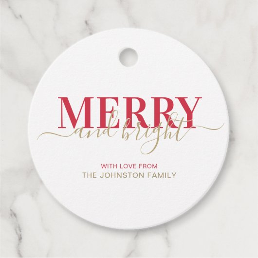 Rode typografie, vrolijk kerstfeest bedankjes labels (Voorkant)
