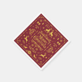 Rode typografie Vrolijk kerstfeest Servet (Hoek)