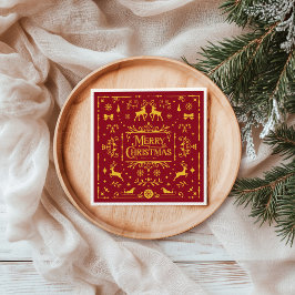 Rode typografie Vrolijk kerstfeest Servet