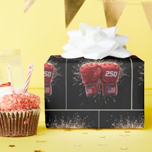 Rode UFC-handschoenen voor de 250e verjaardag van  Cadeaupapier (Verjaardagsfeest)