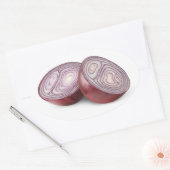 Rode ui in helften gesneden ovale sticker (Envelop)
