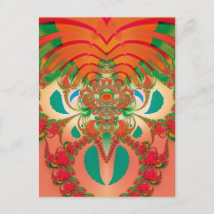 Rode Uil Fractale Abstracte Kunst Briefkaart