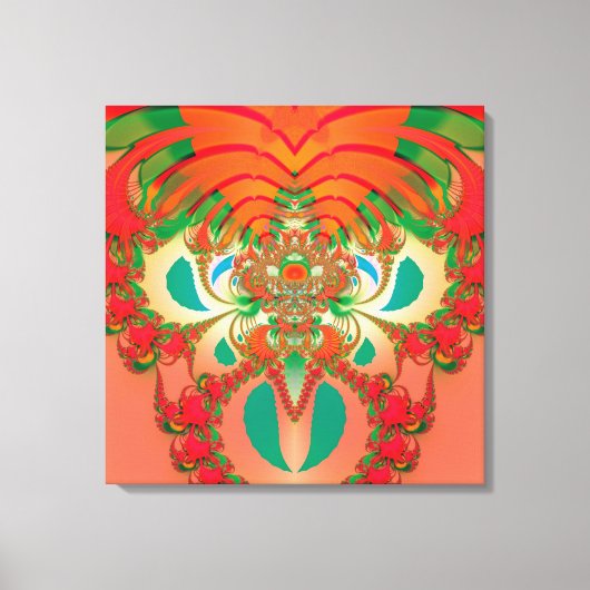 Rode Uil Fractale Abstracte Kunst Canvas Afdruk (Voorkant)
