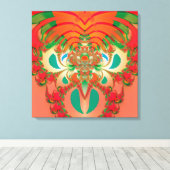 Rode Uil Fractale Abstracte Kunst Canvas Afdruk (Insitu (Houten vloer))