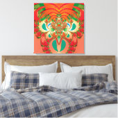 Rode Uil Fractale Abstracte Kunst Canvas Afdruk (Insitu (Slaapkamer))