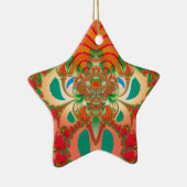 Rode Uil Fractale Abstracte Kunst Keramisch Ornament (Rechts)