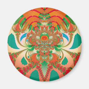 Rode Uil Fractale Abstracte Kunst Magneet
