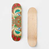Rode Uil Fractale Abstracte Kunst Skateboard (Voorkant)