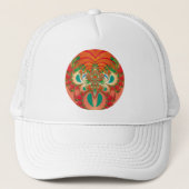 Rode Uil Fractale Abstracte Kunst Trucker Pet (Voorkant)