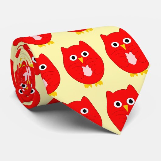 Rode Uil Ontwerp Achtergrond in elke Kleur Stropdas (Opgerold)