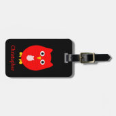 Rode Uil Ontwerp Gepersonaliseerd Bagagelabel (Voorkant horizontaal)