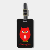 Rode Uil Ontwerp Gepersonaliseerd Bagagelabel (Voorkant verticaal)