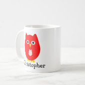Rode Uil Ontwerp Gepersonaliseerd Koffiemok (Voorkant links)
