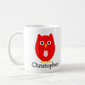 Rode Uil Ontwerp Gepersonaliseerd Koffiemok (Links)