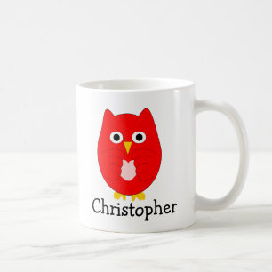 Rode Uil Ontwerp Gepersonaliseerd Koffiemok