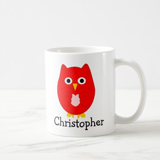 Rode Uil Ontwerp Gepersonaliseerd Koffiemok (Rechts)