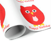 Rode Uil Ontwerp Verjaardagscadeau Cadeaupapier (Rol Hoek)