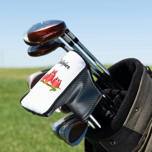 Rode Uilen Ontwerp Gepersonaliseerd Golfheadcover (Insitu)