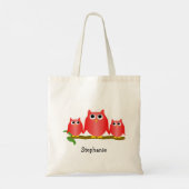 Rode Uilen Ontwerp Gepersonaliseerd Tote Bag (Achterkant)