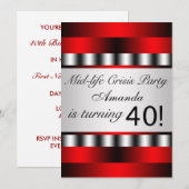 Rode uitnodiging voor 40e verjaardagsfeestje (Voorkant / Achterkant)