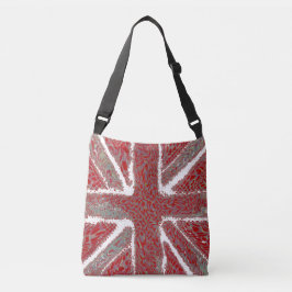 Rode Union Jack vloeibare kunst, wild dier patroon Crossbody Tas