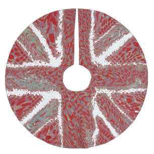Rode Union Jack vloeibare kunst, wild dier patroon Kerstboom Rok