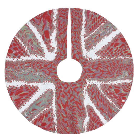 Rode Union Jack vloeibare kunst, wild dier patroon Kerstboom Rok (Voorkant)