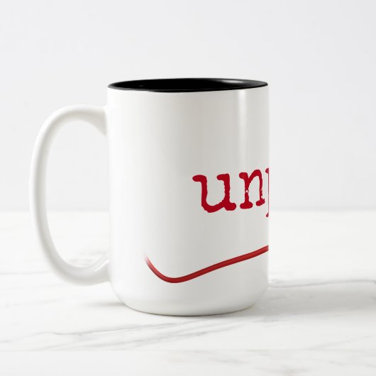 Rode USB-kabel met UNPLUG-tekst Tweekleurige Koffiemok (Links)