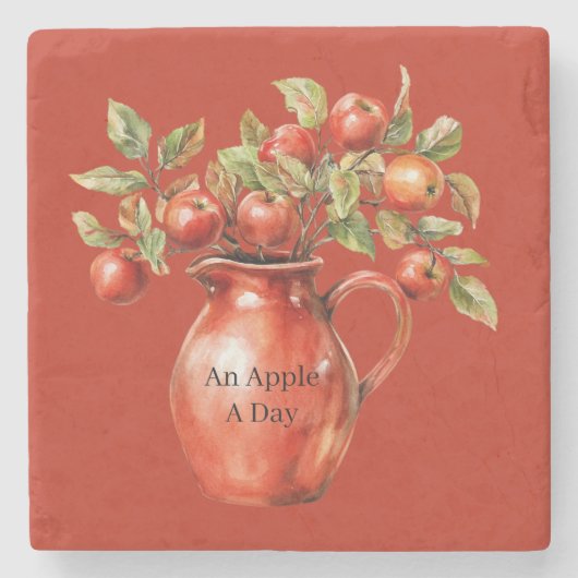 Rode Vaas Appels Stenen Onderzetter (Voorkant)