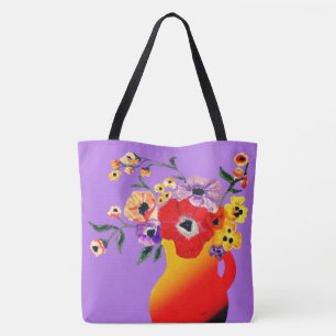 Rode Vaas van het Grote Canvas tas van Bloemen