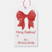 Rode Vakantie Bow, Custom Cadeaulabel (Voorkant)