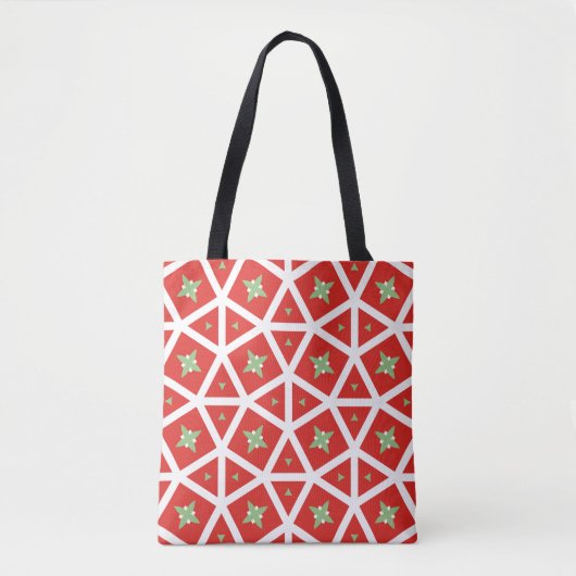 Rode vakantie geometrisch ster ontwerp tote bag (Voorkant)