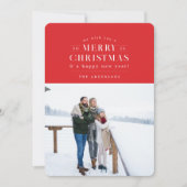 Rode vakantie geruite foto kerst Kaart (Voorkant)