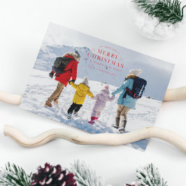 Rode vakantie geruite foto kerst Kaart