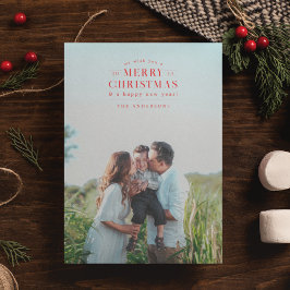 Rode vakantie geruite foto kerst Kaart