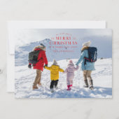 Rode vakantie geruite foto kerst Kaart (Voorkant)