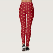 Rode vakantie goud wit sneeuwvlok patroon modern leggings (Achterkant)