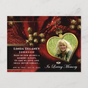 Rode vakantie hart foto condoleance dank postkaart