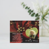 Rode vakantie hart foto condoleance dank postkaart (Staand voorkant)