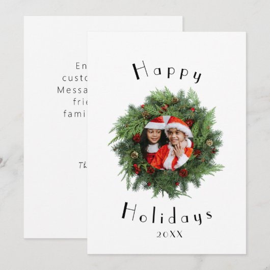 Rode Vakantie Kaart Sjabloon - Familie Kerst Kaart (Voorkant / Achterkant)